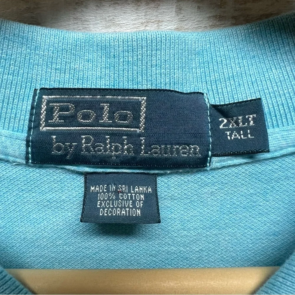 Polo Ralph Lauren Polo Shirt Mens 2XLT Blue Short Sleeve Collared‎ Yellow Pony